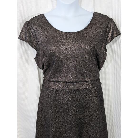 AMERICAN RAG! SHIMMERY TAUPE SPOTTED METALLIC ON BLACK DRESS, TOP! SZ 1X - Picture 3 of 9